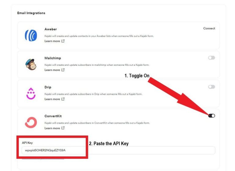 Kajabi ConvertKit Integration How to Set up the Integration