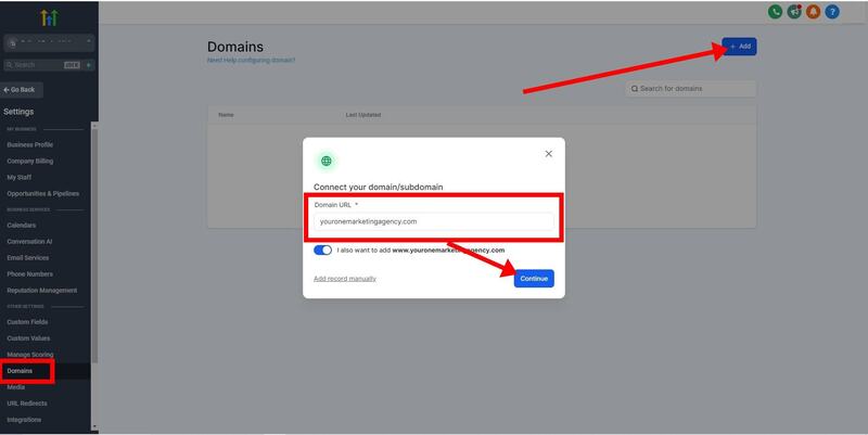gohighlevel domain url